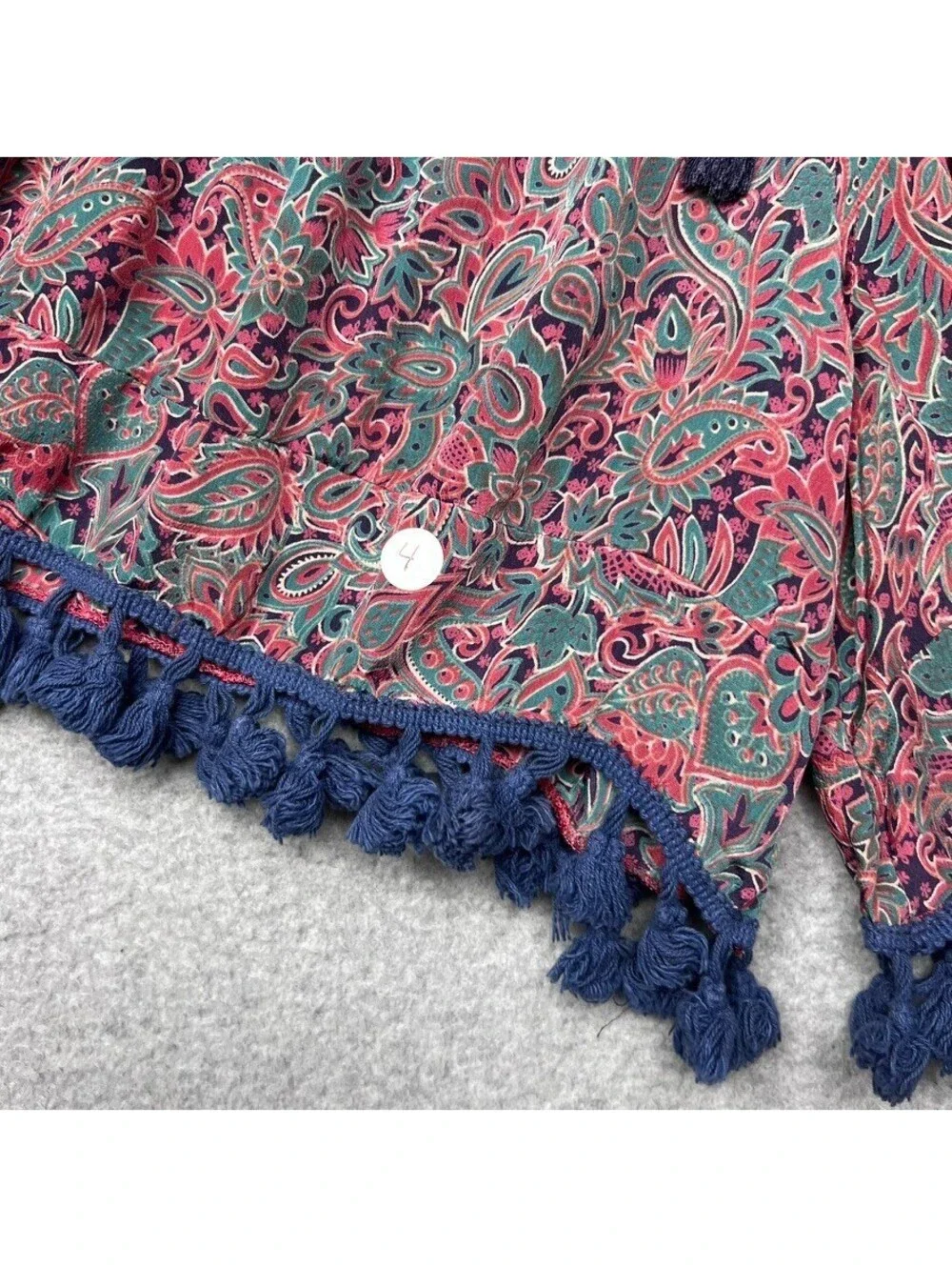 Anthropologie Raga Womens Paisley Tassel Pull On Shorts M Boho Hippie Beach chic